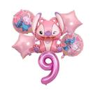 Conjunto De Balões De Folha Rosa Anjo Lilo & Stitch 6 Peças Decorações Para Festa De Aniversário