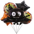 Conjunto de balões de Halloween, 5 unidades de bastão de alumínio, abóbora e casa mal-assombrada Conjunto de balões de Halloween, 5 unidades de bastão de alumínio, abóbora e casa mal-assombrada
