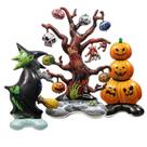 Conjunto de balões de Halloween Witch Tree, papel alumínio de abóbora, 3 unidades