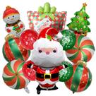 Conjunto de balões de Natal, 12 peças de árvore de Natal de boneco de neve do Papai Noel