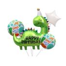 Conjunto de balões Dinosaur Birthday, 4 peças de papel alumínio verde com feliz aniversário
