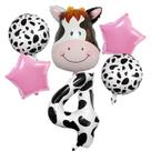 Conjunto de balões Farm Cow Theme, 5 unidades com balão número 4, festa infantil