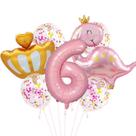 Conjunto de balões Foil Pink Dinosaur, 6º aniversário, festa para meninas, 7 unidades