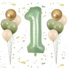 Conjunto de Balões FunHot - Número 1 Verde Sálvia 40cm