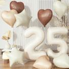 Conjunto de Balões Govpy para 25º Aniversário - Tons Nude, Marrom e Branco