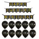 Conjunto de balões Happy Birthday 11 Latex Black com banner