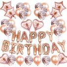 Conjunto de balões Happy Birthday 39 Latex Rose Gold com B