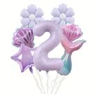 Conjunto de balões Mermaid Theme Foil Number 2 com cauda de sereia, 7 unidades Conjunto de balões Mermaid Theme Foil Number 2 com cauda de sereia, 7 unidades