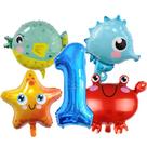 Conjunto de balões metalizados com tema de animais oceânicos, 5 unidades Sea Creature Conjunto de balões metalizados com tema de animais oceânicos, 5 unidades Sea Creature