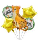 Conjunto de balões metalizados com tema de selva, 5 unidades de animal leopardo