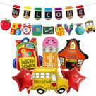 Conjunto de balões metalizados de volta às aulas, 6 unidades com banner de sala de aula Conjunto de balões metalizados de volta às aulas, 6 unidades com banner de sala de aula