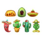 Conjunto de balões Mexican Fiesta, 7 unidades com cacto, abacate e taco