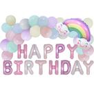 Conjunto de balões Pastel Rainbow Happy Birthday 30 unidades de látex de 12 polegadas