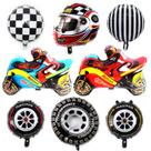 Conjunto de balões Racing Theme, 7 peças em papel alumínio Motocicleta, capacete