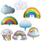 Conjunto de balões Rainbow e Cloud Foil, 8 unidades para festas temáticas