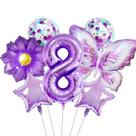 Conjunto de Balões Roxos JNNIMTRDAE para Aniversário de 8 Anos