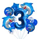 Conjunto de balões Shark Ocean Theme, 12 unidades com papel alumínio número 3
