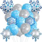 Conjunto de balões Snowflake, 26 unidades de látex e papel alumínio azul prateado