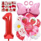 Conjunto de balões Sweet Strawberry Theme Foil Number 1 x14
