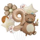Conjunto de balões Teddy Bear & Daisy Foil, 10 unidades com balão de 9 números Conjunto de balões Teddy Bear & Daisy Foil, 10 unidades com balão de 9 números