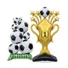 Conjunto de balões, troféu de futebol e tema de bola de futebol x2