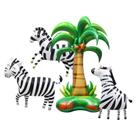 Conjunto de balões zebra infláveis, 4 peças, tema de animais de desenho animado 4D