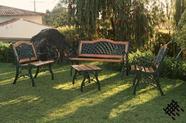 Conjunto de Banco de Madeira e Alumínio Fundido Sion Para Área Externa Jardim Varanda Piscina Área de Lazer Alumínio Fundido Artesane Móveis