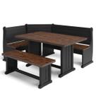 Conjunto de Bancos com Mesa em Madeira Maciça Preto