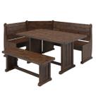 Conjunto de Bancos com Mesa em Madeira Maciça Walnut