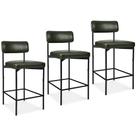 Conjunto de bancos de bar Best Choice Products, 3 peças de PU verde musgo