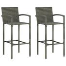 Conjunto de bancos de bar vidaXL de 2 peças com apoio para os pés Poly Rattan Grey Conjunto de bancos de bar vidaXL de 2 peças com apoio para os pés Poly Rattan Grey