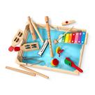 Conjunto de bandas Melissa & Doug Deluxe com instrumentos e estojo de madeira