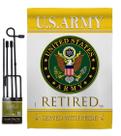 Conjunto de Bandeira de Jardim Breeze Decor US Army Aposentado 33x47 cm com Suporte