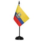 Conjunto de bandeiras de mesa Anley Ecuadorian EC com poste de 12 cm e base preta