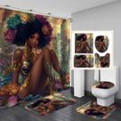 Conjunto de banheiro African Queen, poliéster impermeável, 4 peças