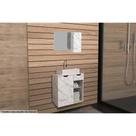 Conjunto de Banheiro Armário c/ Espelho BN3602 80cm e Balcão Suspenso BN3605 60cm c/ Cuba Pia BN3600 cor Mármore Branco - Tecno Mobili