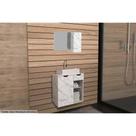 Conjunto de Banheiro Armário c/ Espelho BN3602 80cm e Balcão Suspenso BN3605 s/ Cuba Pia 60cm cor Mármore Branco - Tecno Mobili