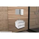 Conjunto de Banheiro Armário c/ Espelho BN3602 80cm e Balcão Suspenso BN3607 s/ Cuba Pia 60cm cor Mármore Branco - Tecno Mobili