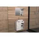 Conjunto de Banheiro Armário c/ Espelho BN3608 e Balcão Suspenso BN3605 c/ Cuba Pia BN3600 60cm cor Mármore Branco - Tecno Mobili