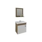 Conjunto de Banheiro Balcão Suspenso Iris c/ Cuba 44cm e Espelheira 40cm Amendoa/Branco - MGM