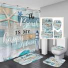 Conjunto de banheiro Chrainy Nautical Ocean Shower Curtain com tapetes