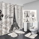 Conjunto de banheiro Chrainy Paris Eiffel Tower, cortina de chuveiro, 4 unidades