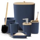 Conjunto de banheiro Clara Clark Navy Blue 6 peças com escova de vaso sanitário e lata de lixo