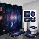 Conjunto de banheiro com cortina de chuveiro Galaxy Planet com tapetes antiderrapantes
