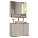 Conjunto de Banheiro Completo com Gabinete, Cuba e Espelheira 76cm York