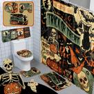 Conjunto de banheiro de Halloween FuWeave 8 peças com cortina de chuveiro e toalhas Conjunto de banheiro de Halloween FuWeave 8 peças com cortina de chuveiro e toalhas