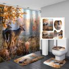 Conjunto de banheiro Deer Forest Polyester à prova d'água com cortina de chuveiro