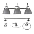 Conjunto de banheiro GLOBE Sydney 3-Light Vanity Matte Grey Chrome Conjunto de banheiro GLOBE Sydney 3-Light Vanity Matte Grey Chrome
