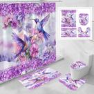 Conjunto de banheiro Litabel Purple Hummingbird Flower 4 unidades