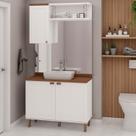 Conjunto de Banheiro Modulado 100% MDF Americano 3 Peças Iluminata Branco/Ébano Conjunto de Banheiro Modulado 100% MDF Americano 3 Peças Iluminata Branco/Ébano